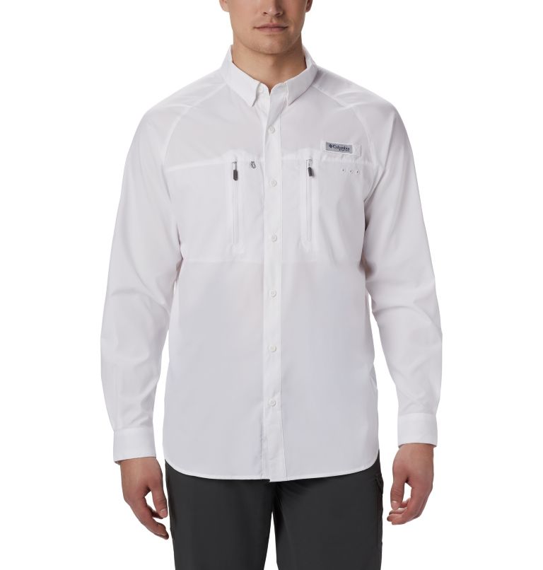 Men's PFG Terminal Tackle Long Sleeve Woven Shirt, Color: White, image 1
