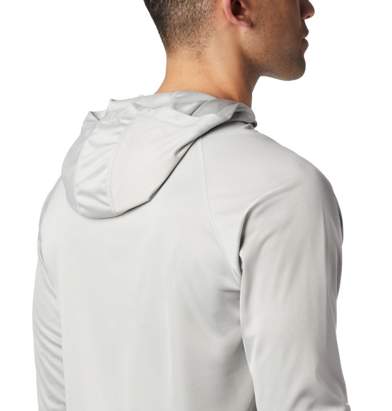 Men's PFG Terminal Tackle Heather Hoodie, Color: Cool Grey Heather, Vivid Blue Logo, image 4