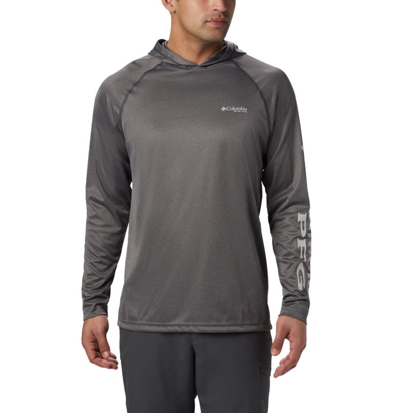 Men's Terminal Tackle Heather Hoodie, Color: Charcoal Heather, Cool Grey Logo, image 1