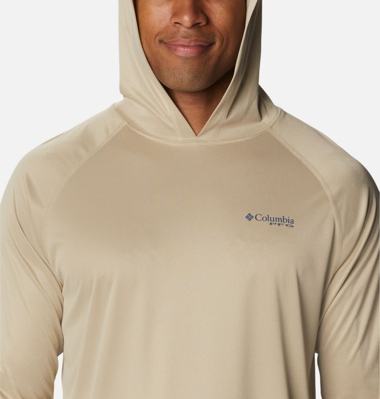 Thumbnail: Men's Terminal Tackle Heather Hoodie, Color: Ancient Fossil Heather, Carbon Logo, image 4