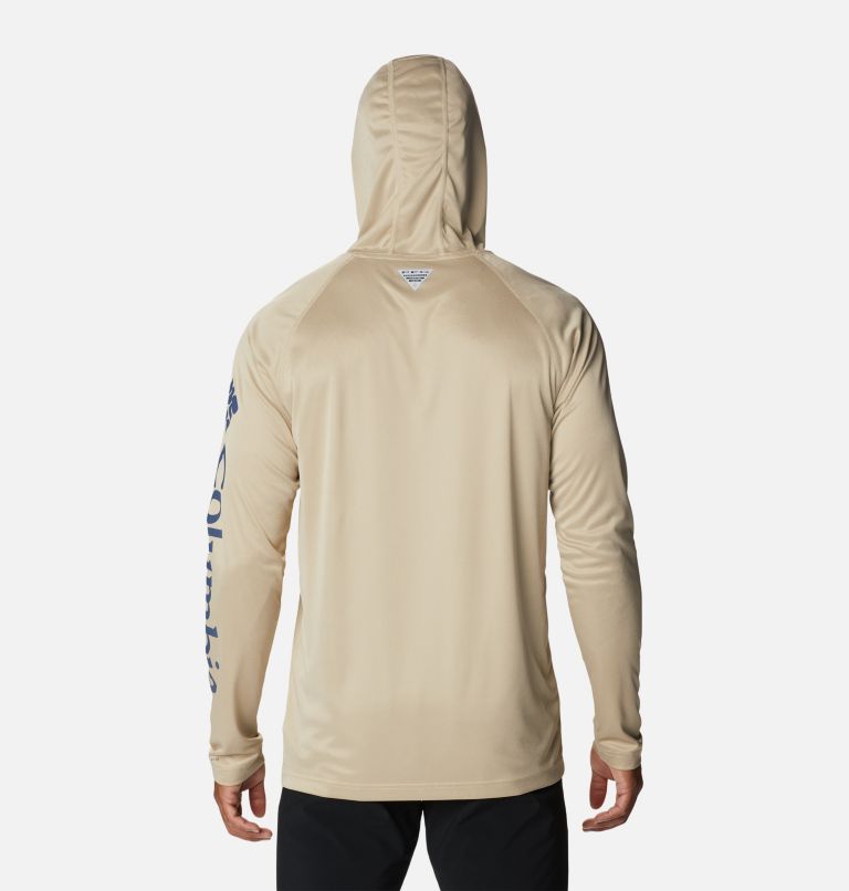 Men's Terminal Tackle Heather Hoodie, Color: Ancient Fossil Heather, Carbon Logo, image 2