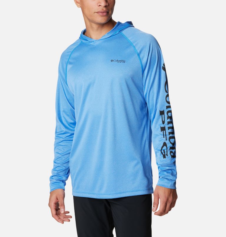 Thumbnail: Terminal Tackle Heather Hoodie | 431 | XS, Color: Hyper Blue Heather, Black Logo, image 1