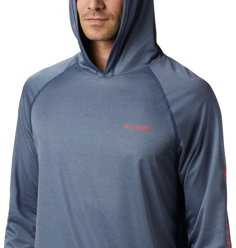 Thumbnail: Men's Terminal Tackle Heather Hoodie, Color: Carbon Heather, Red Spark Logo, image 4