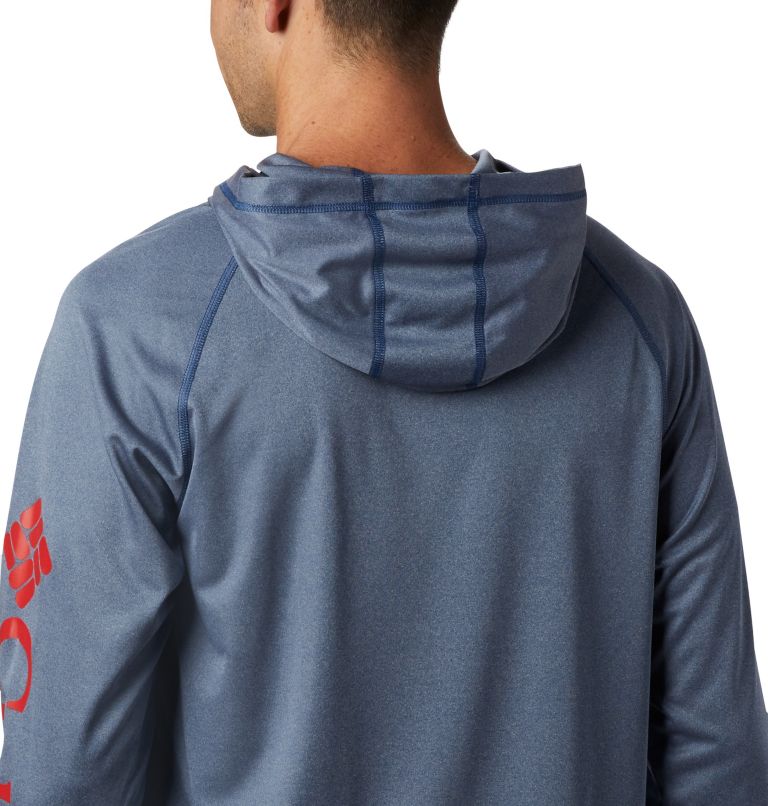 Thumbnail: Men's Terminal Tackle Heather Hoodie, Color: Carbon Heather, Red Spark Logo, image 5