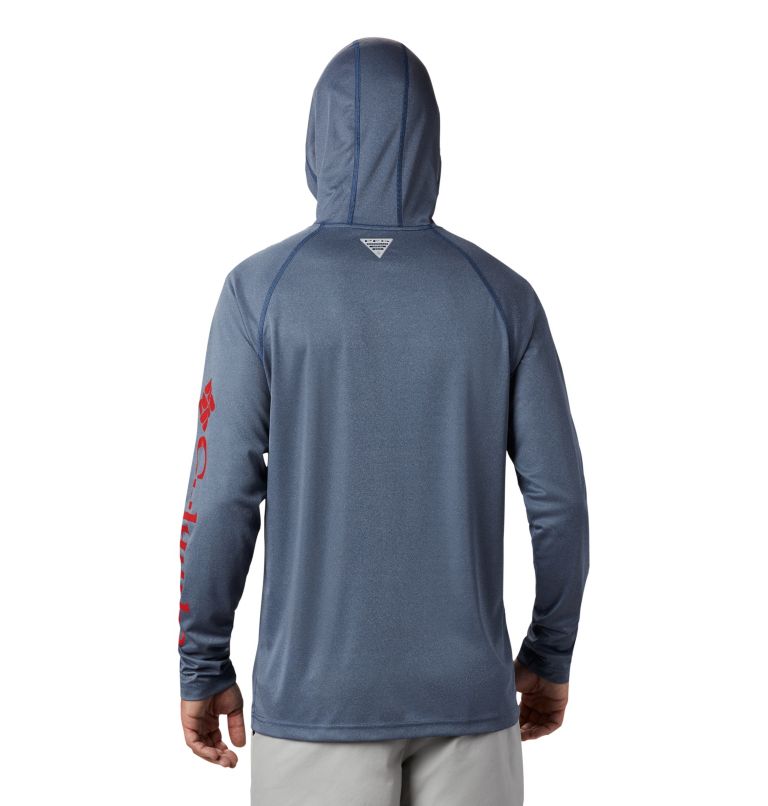 Thumbnail: Men's Terminal Tackle Heather Hoodie, Color: Carbon Heather, Red Spark Logo, image 2