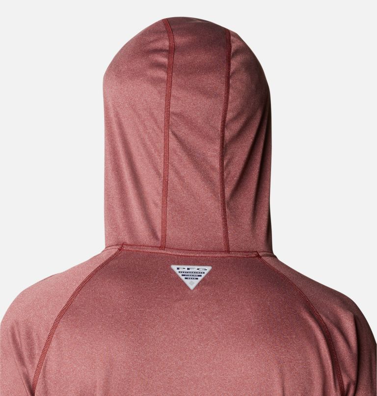 Thumbnail: Men's Terminal Tackle Heather Hoodie, Color: Red Jasper Heather, White Logo, image 5
