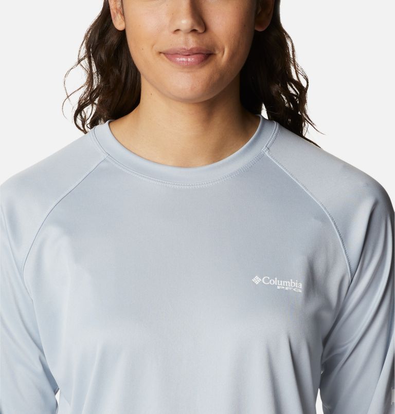 Thumbnail: T-shirt à manches longues chiné Tidal Tee pour femme, Color: Cirrus Grey Heather, White Logo, image 4