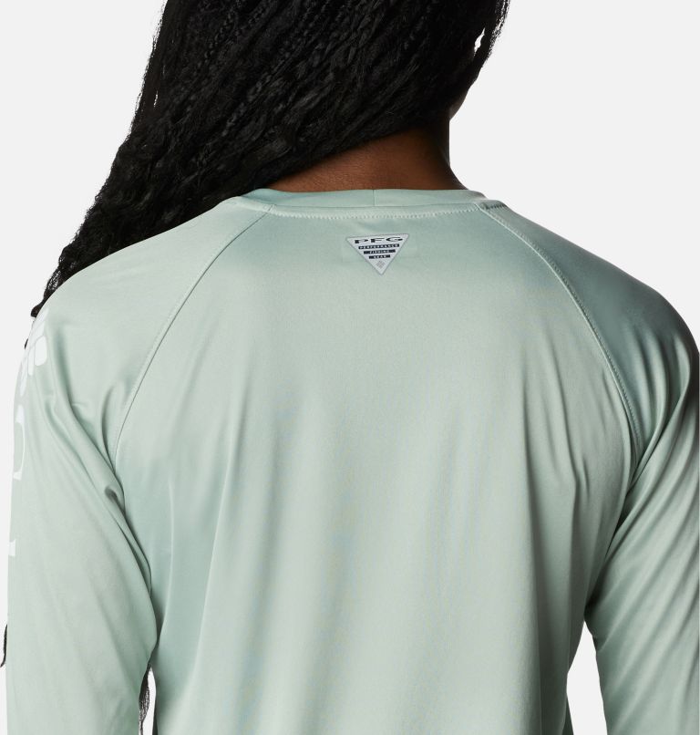 T-shirt à manches longues chiné Tidal Tee pour femme, Color: Cool Green Heather, White Logo, image 5