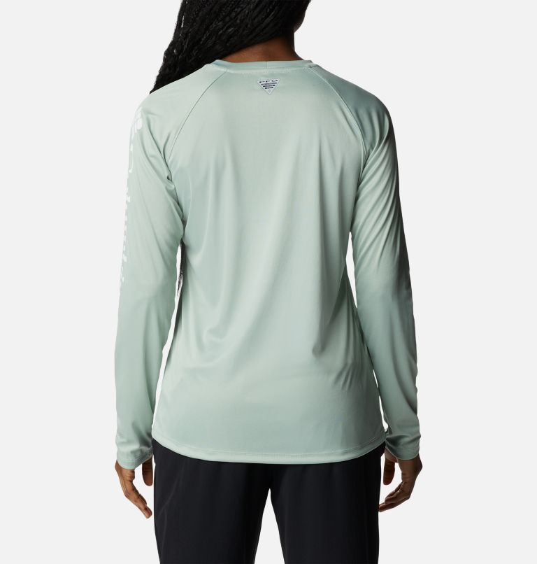 T-shirt à manches longues chiné Tidal Tee pour femme, Color: Cool Green Heather, White Logo, image 2