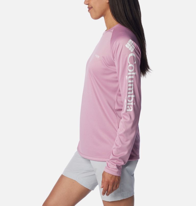 Columbia Women's PFG Tidal Tee II Shirt, 2XL, Tiki Pink, White Logo