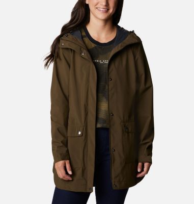 Women's Here And There&trade; Waterproof Trench Jacket Here And There&trade; Trench Jacket | 319 | S, Olive Green, front