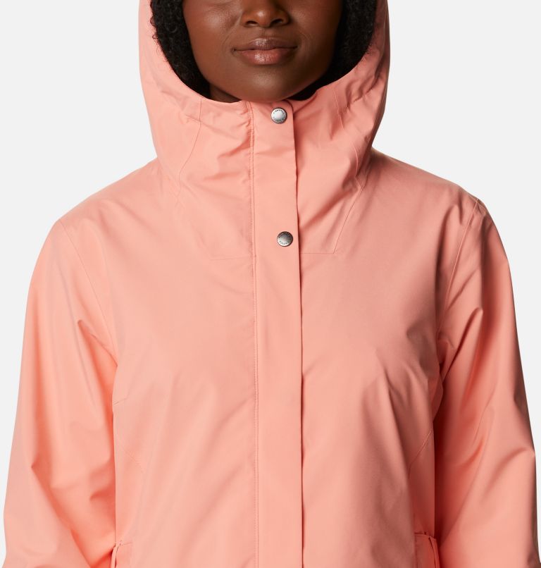 Women's Here And There Waterproof Trench Jacket, Color: Coral Reef, image 4
