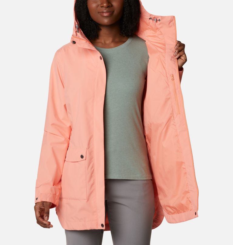 Women's Here And There Waterproof Trench Jacket, Color: Coral Reef, image 5