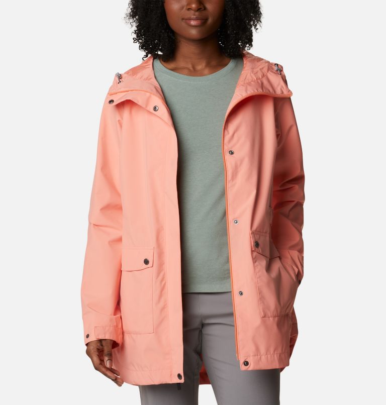 Women's Here And There Waterproof Trench Jacket, Color: Coral Reef, image 6