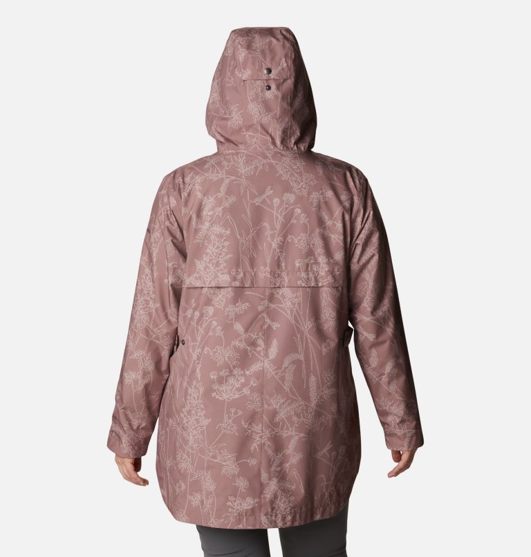 Women’s Here And There Trench Jacket—Plus Size, Color: Mocha Art Bouquet Tonal Print, image 2