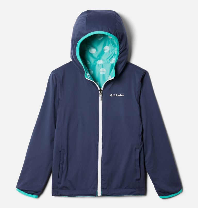 Kids’ Pixel Grabber Reversible Jacket, Color: Electric Turquoise Sundaze, image 3