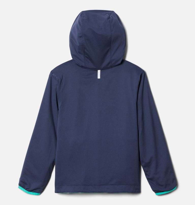 Kids’ Pixel Grabber Reversible Jacket, Color: Electric Turquoise Sundaze, image 4