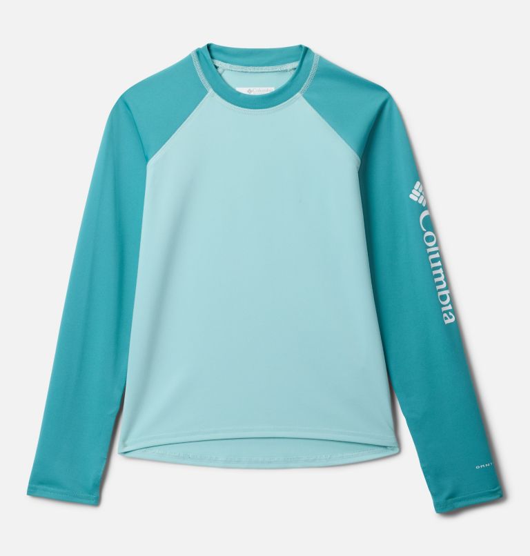 Kids’ Sandy Shores Long Sleeve Sunguard Shirt, Color: Spray, Teal, image 1