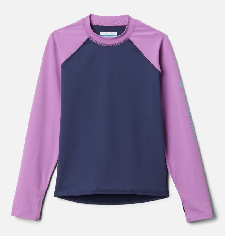 Youth Sandy Shores Technical Long Sleeve Top, Color: Nocturnal, Blossom Pink, image 1