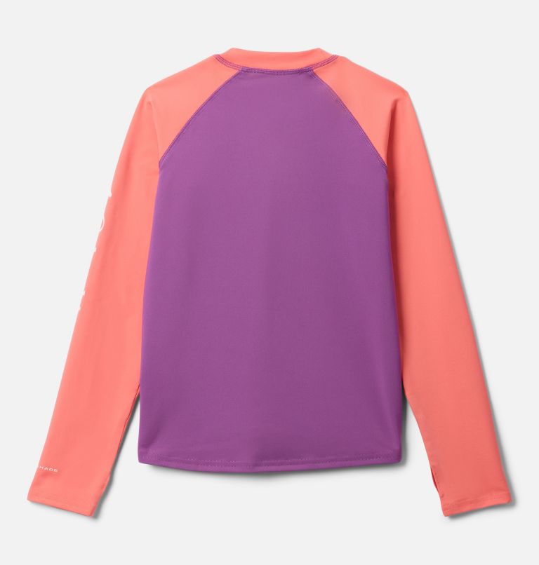 Kids’ Sandy Shores Long Sleeve Sunguard Shirt, Color: Razzle, Hot Coral, image 2