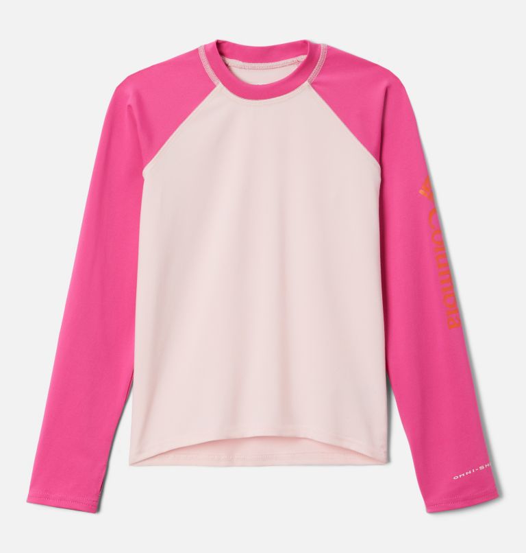 Thumbnail: Kids’ Sandy Shores Long Sleeve Sunguard Shirt, Color: Satin Pink, Pink Ice, image 1
