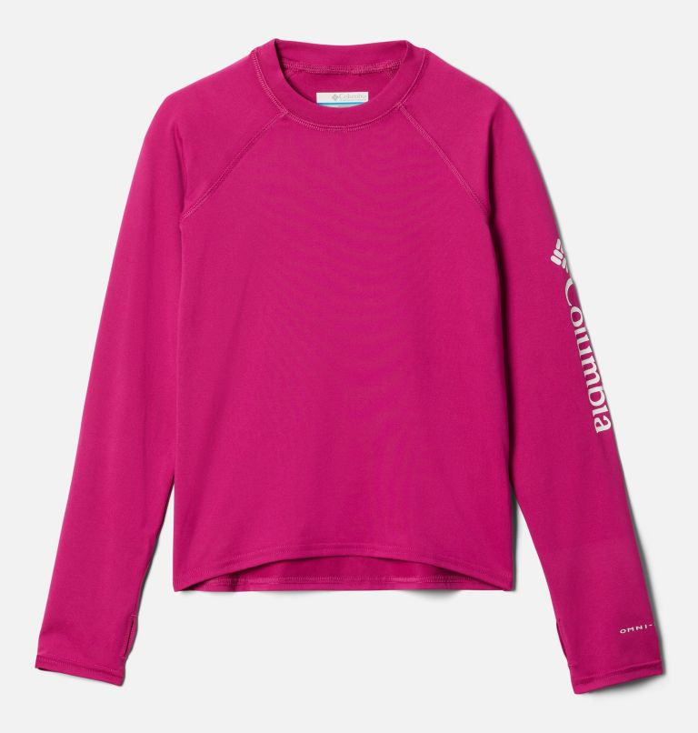 Kids’ Sandy Shores Long Sleeve Sunguard Shirt, Color: Wild Fuchsia, image 1