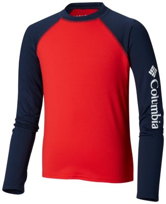 Youth Sandy Shores&trade; Long Sleeve Top Sandy Shores&trade; Long Sleeve Sung | 464 | M, Bright Red, Collegiate Navy, front