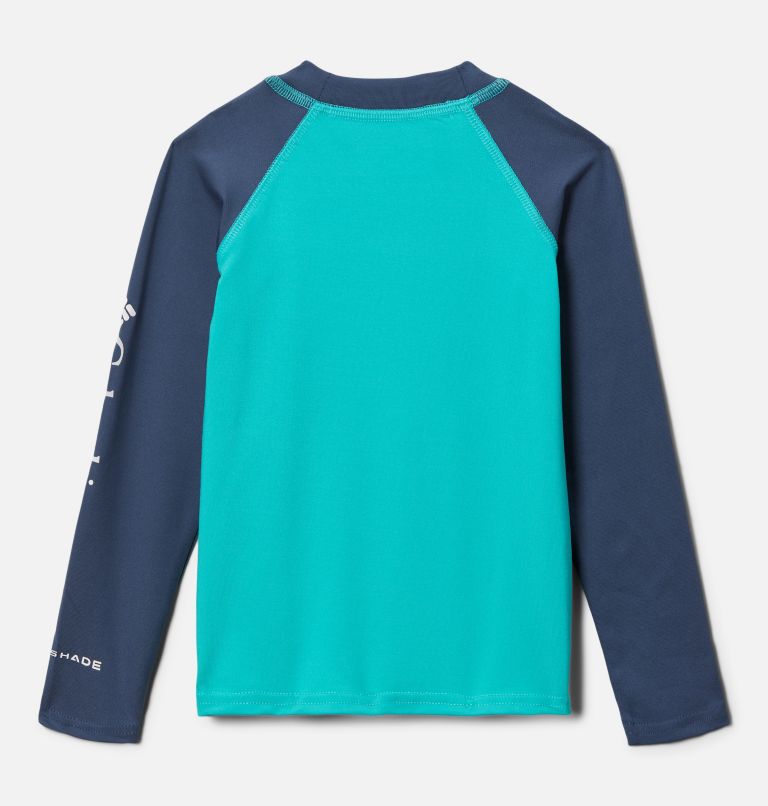 Kids' Toddler Sandy Shores Long Sleeve Sunguard Shirt, Color: Bright Aqua, Dark Mountain, image 2