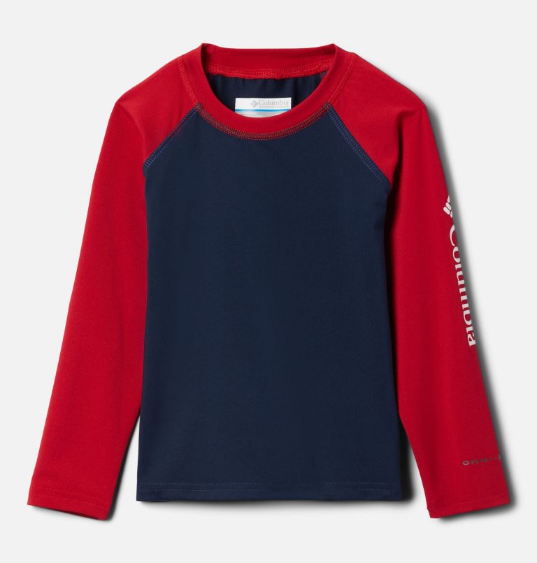 Toddler Sandy Shores Long Sleeve Sunguard Shirt, Color: Collegiate Navy, Mountain Red, image 1