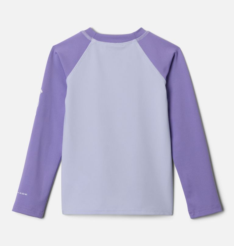 Toddler Sandy Shores Long Sleeve Sunguard Shirt, Color: Snowdrift, Paisley Purple, image 2