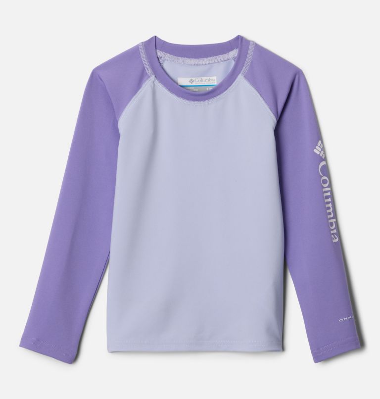 Toddler Sandy Shores Long Sleeve Sunguard Shirt, Color: Snowdrift, Paisley Purple, image 1
