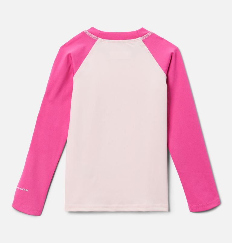 Thumbnail: Kids' Toddler Sandy Shores Long Sleeve Sunguard Shirt, Color: Satin Pink, Pink Ice, image 2