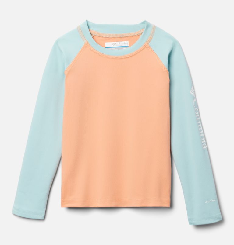 Kids' Toddler Sandy Shores Long Sleeve Sunguard Shirt, Color: Apricot Fizz, Spray, image 1