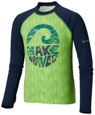Boys' Sandy Shores&trade; Printed Top Sandy Shores&trade;Printed LS Sunguard | 368 | L, Cyber Green Texture, front