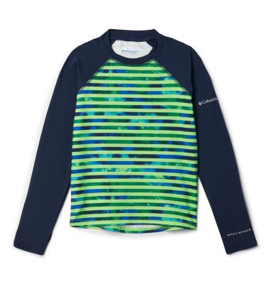 Boys' Sandy Shores&trade; Printed Top Sandy Shores&trade;Printed LS Sunguard | 368 | L, Green Mamba Tie Dye Stripe, Coll Navy, front