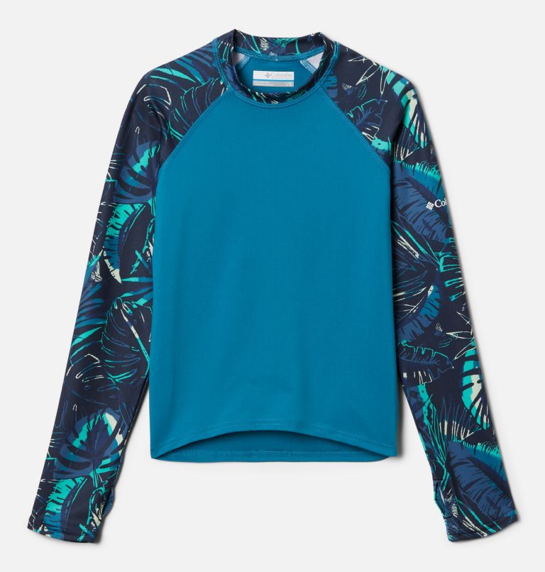 Sandy Shores Printed LS Sunguard | 400 | M, Color: Deep Marine, Coll Navy King Palms, image 1