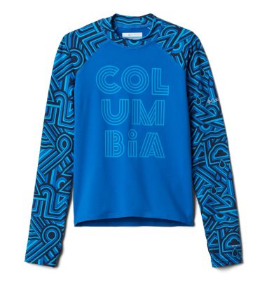 Boys' Sandy Shores&trade; Printed Top Sandy Shores&trade;Printed LS Sunguard | 368 | L, Bright Indigo Geo Elements, Brt Indigo, front