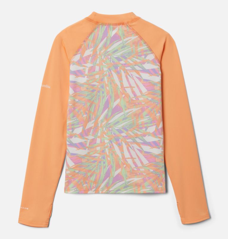 Kids’ Sandy Shores Printed Long Sleeve Sunguard Shirt, Color: Peach Dye Palms, Peach, image 2