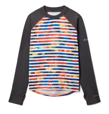 Boys' Sandy Shores&trade; Printed Top Sandy Shores&trade;Printed LS Sunguard | 368 | L, Wildfire Tie Dye Stripe, Shark, front