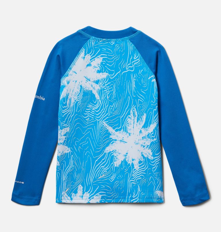 Thumbnail: Kids' Toddler Sandy Shores Printed Long Sleeve Sunguard Shirt, Color: Compass Blue Topo Palms, Bright Indigo, image 2