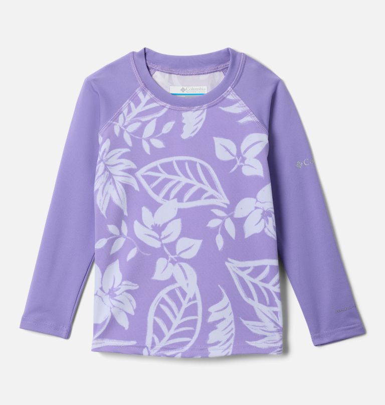 Kids' Toddler Sandy Shores Printed Long Sleeve Sunguard Shirt, Color: Paisley Purple Pasteled Tonal, Psly Prpl, image 1
