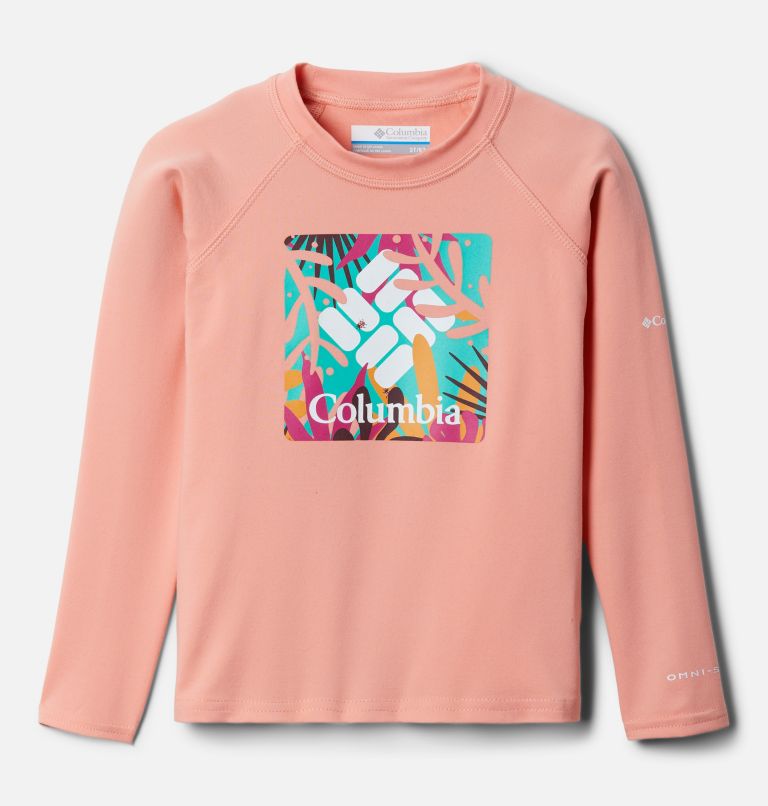 Kids' Toddler Sandy Shores Printed Long Sleeve Sunguard Shirt, Color: Coral Reef In The Leaves, image 1