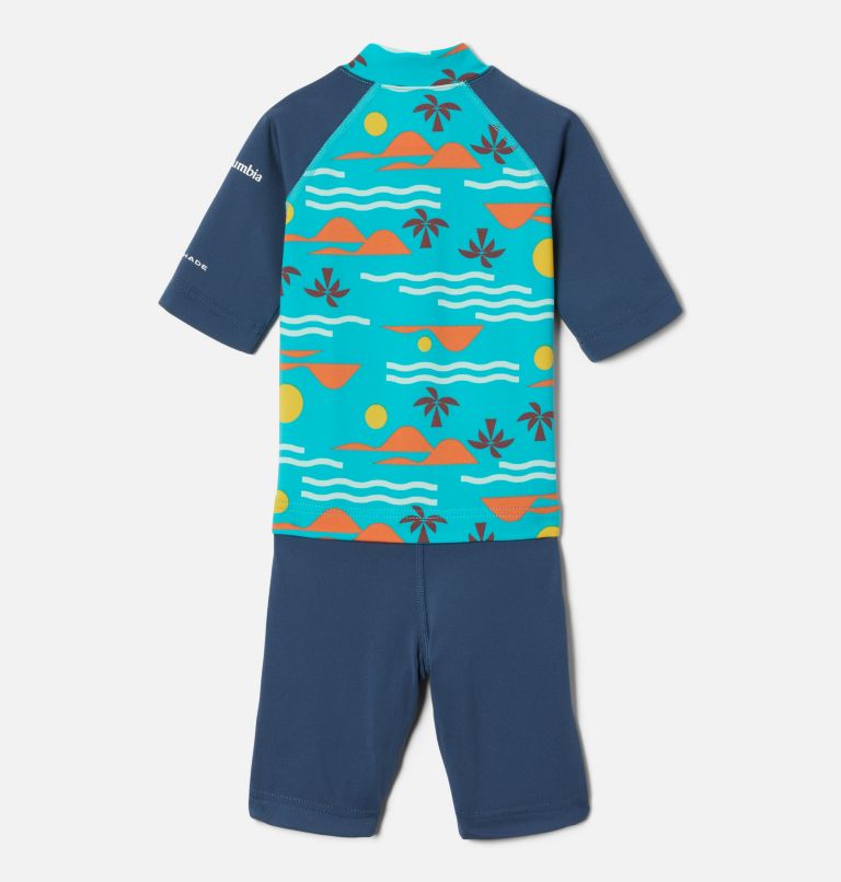 Toddlers’ Sandy Shores Suit, Color: Bright Aqua Seaside, Dark Mountain, image 2