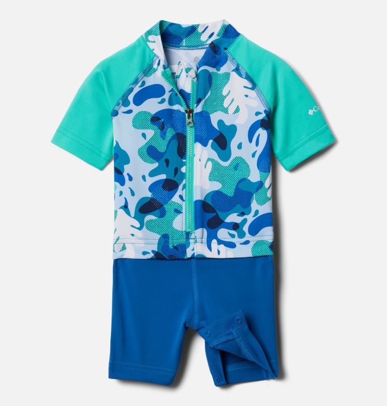Infant Sandy Shores Sunguard Suit, Color: Deep Marine Splash Camo, Elctrc Turq