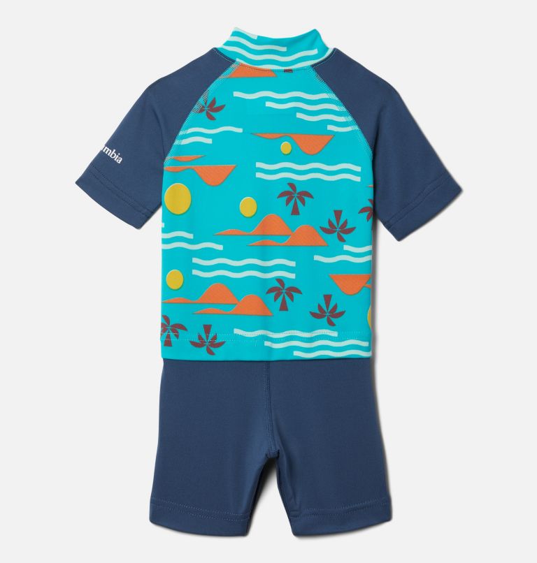 Infant Sandy Shores Suit, Color: Bright Aqua Seaside, Dark Mountain, image 2