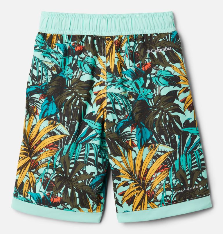 Boys' Sandy Shores Board Shorts, Color: Mint Cay Toucanical Multi, image 2