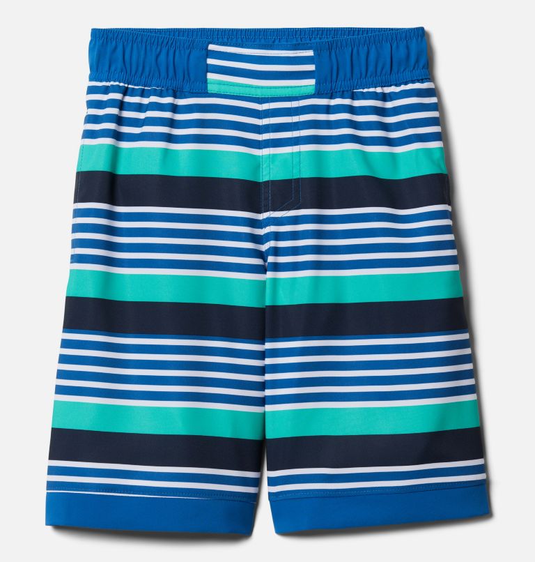 Boys' Sandy Shores Board Shorts, Color: Bright Indigo Milo Stripe, image 1