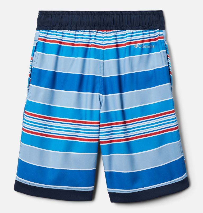 Boys' Sandy Shores Board Shorts, Color: Bright Indigo Danby Stripe, Coll Navy, image 2