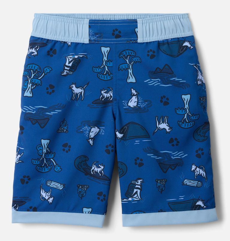 Boys' Sandy Shores Board Shorts, Color: Mountain Blue Trail Tails, Ripple Blue, image 1