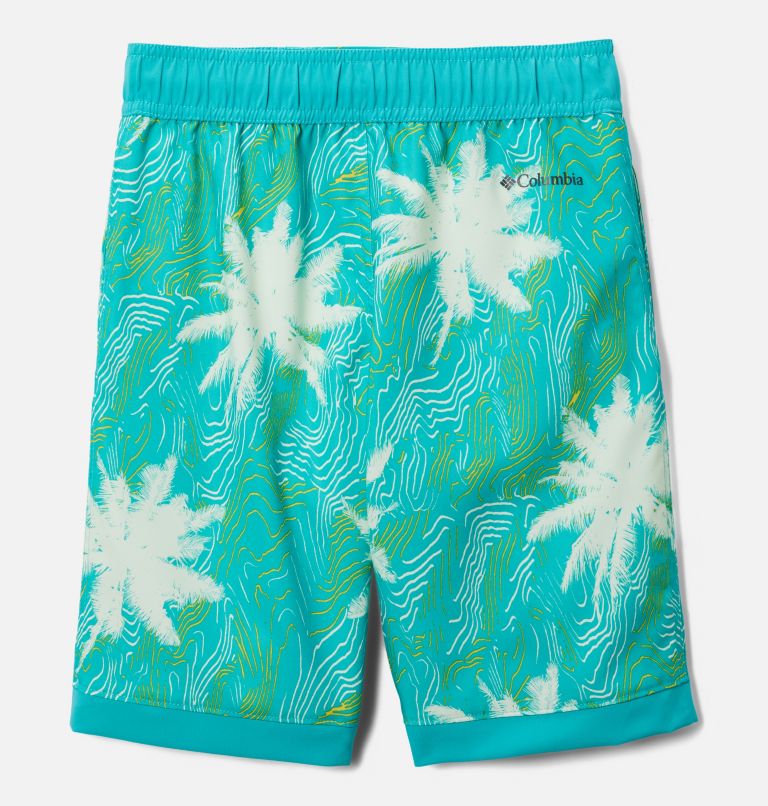 Thumbnail: Boys' Sandy Shores Boardshorts, Color: Bright Aqua Topo Palms, Bright Aqua, image 2